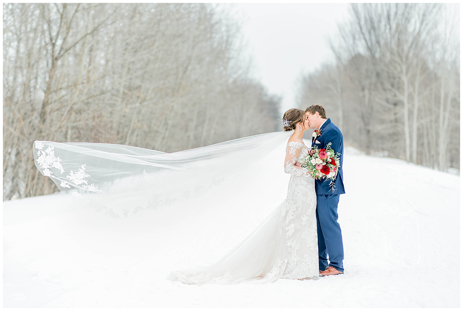Winter Wedding Bride and Groom Photos Hibbing MN