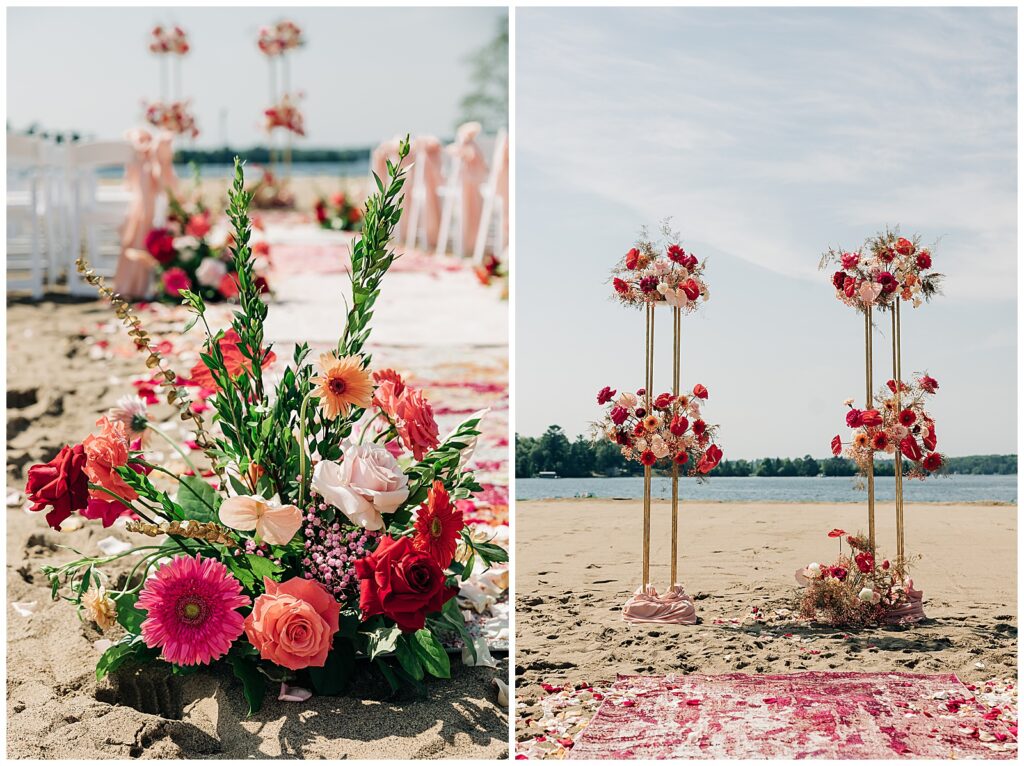 ceremony floral decor at Pike Lake wedding