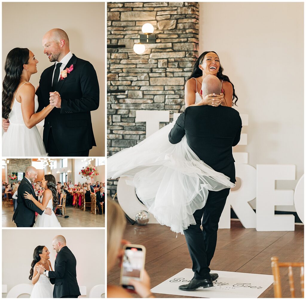 bride and groom dancing at first dance in Duluth, mn