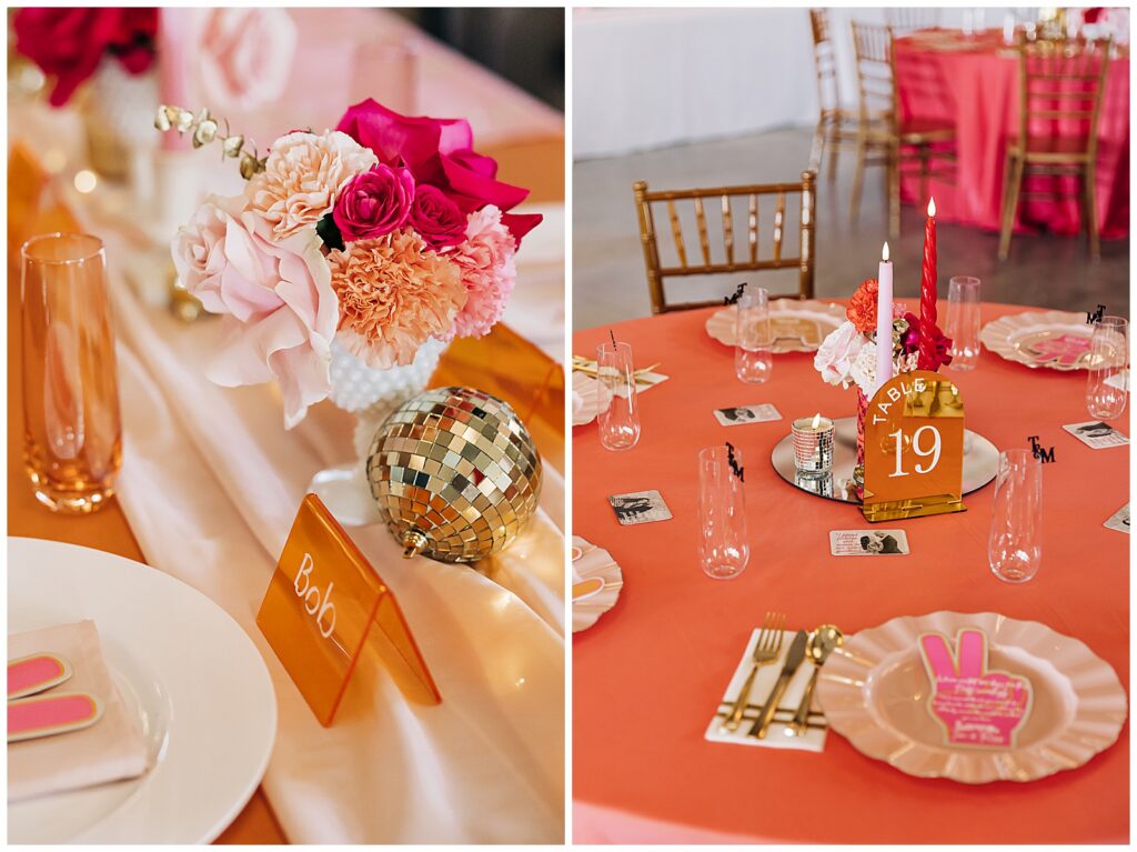 Bright orange and coral table decor